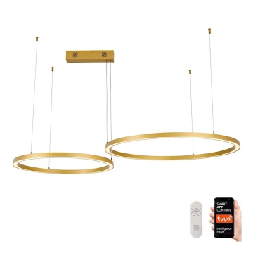 Immax NEO 07218L - Lampadario a sospensione con filo LED dimmerabile FINO LED/93W/230V 60/80cm oro Tuya + telecomando