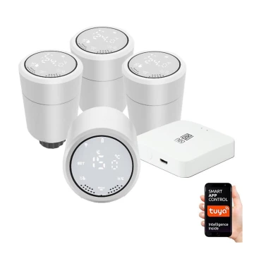 Immax NEO 07732C-SET 4x Testa termostatica + BRIDGE PRO v3 2xAA/3V Wi-Fi Tuya