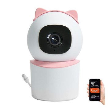 Immax NEO 07789L - Telecamera smart con sensore 355° 50° P/T 4MP Wi-Fi Tuya rosa