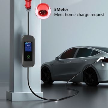 Immax NEO NSE003 - Stazione di ricarica per auto elettriche da viaggio AC Type 2 32A/380V 22kW + spina 230V 5m Wi-Fi Tuya