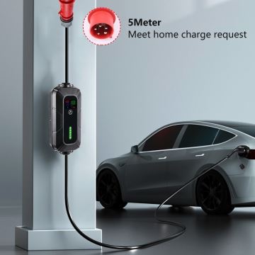 Immax - Stazione di ricarica per auto elettriche da viaggio AC Type 2 32A/380V 22kW 5m + custodia