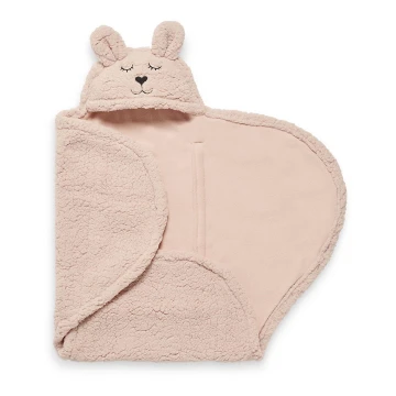 Jollein - Coperta Swaddle in pile Bunny 100x105 cm Rosa pallido