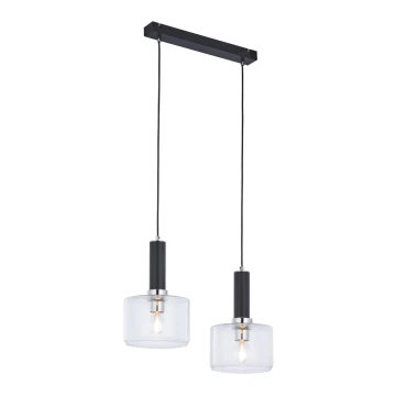 Jupiter 1856 - VA2 - Lampadario a sospensione con filo VANES 2xE27/60W/230V argento/nero