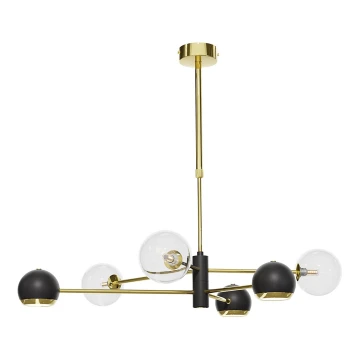 Jupiter 1967 - Lampadario a sospensione con supporto rigido MOKA 3xGU10/10W/230V + 3xG9/10W/230V oro/nero/limpido