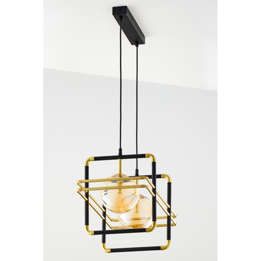 Jupiter 2026 - Lampadario a sospensione con filo FIORI 2xG9/10W/230V nero/oro/beige