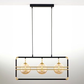 Jupiter 2027 - Lampadario a sospensione con filo FIORI 3xG9/10W/230V nero/oro/beige