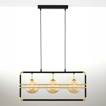 Jupiter 2027 - Lampadario a sospensione con filo FIORI 3xG9/10W/230V nero/oro/beige