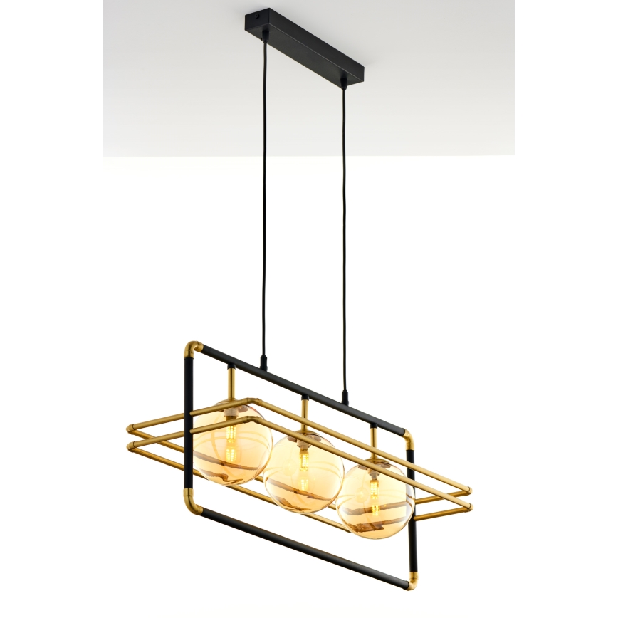 Jupiter 2027 - Lampadario a sospensione con filo FIORI 3xG9/10W/230V nero/oro/beige