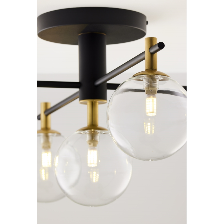 Jupiter 2035 - Lampadario a plafone FIGARO 5xG9/10W/230V nero/oro/beige/limpido