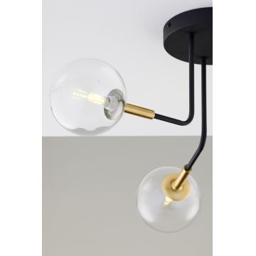 Jupiter 2039 - Lampadario a sospensione con supporto rigido BURANO 3xG9/10W/230V nero/oro/limpido