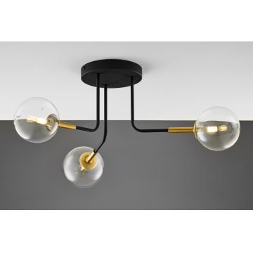 Jupiter 2039 - Lampadario a sospensione con supporto rigido BURANO 3xG9/10W/230V nero/oro/limpido