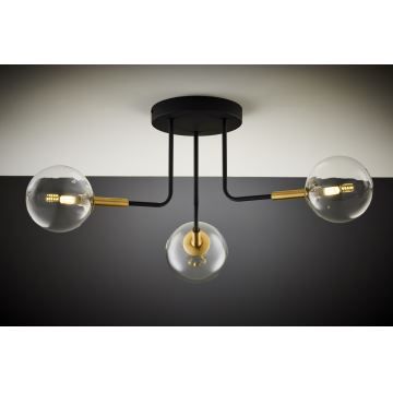 Jupiter 2039 - Lampadario a sospensione con supporto rigido BURANO 3xG9/10W/230V nero/oro/limpido