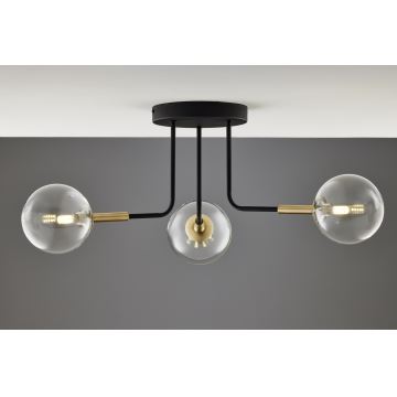 Jupiter 2039 - Lampadario a sospensione con supporto rigido BURANO 3xG9/10W/230V nero/oro/limpido