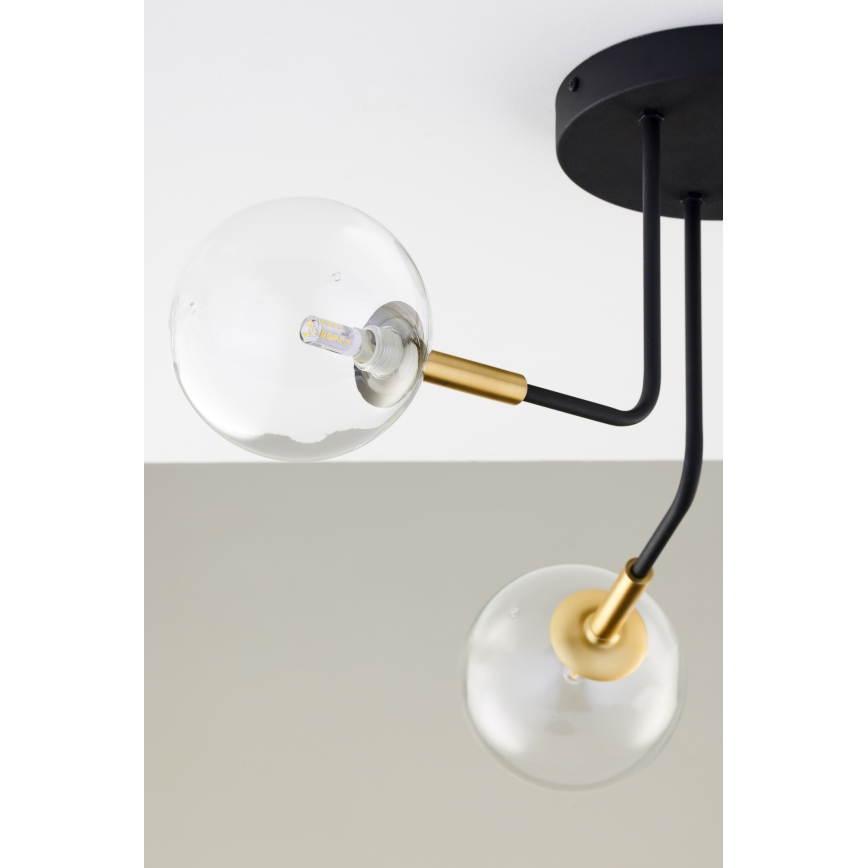 Jupiter 2039 - Lampadario a sospensione con supporto rigido BURANO 3xG9/10W/230V nero/oro/limpido