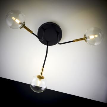 Jupiter 2039 - Lampadario a sospensione con supporto rigido BURANO 3xG9/10W/230V nero/oro/limpido