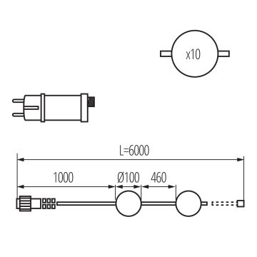 Catena decorativa da esterno LED GHIRLANDA STONO 10xLED/10W/230V 6m IP67