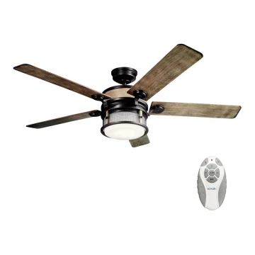 Kichler - Ventilatore da soffitto dimmerabile a LED AHRENDALE LED/10W/230V IP44 + telecomando