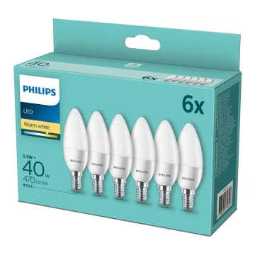 KIT 6x Lampadina LED Philips E14/5,5W/230V 2700K