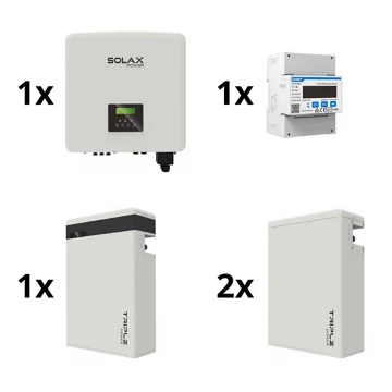 Kit solare: 10kW convertitore SOLAX 3f + 17,4 kWh TRIPLE Power batteria + elettrometro 3f