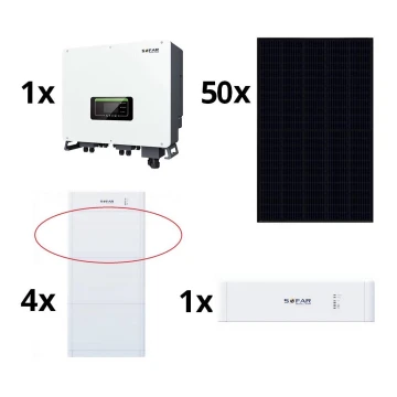 Kit solare SOFAR Solar - 20kWp panel RISEN Full Black + 20kW SOLAX convertitore 3p + 20 kWh batteria SOFAR con un'unità di controllo della batteria
