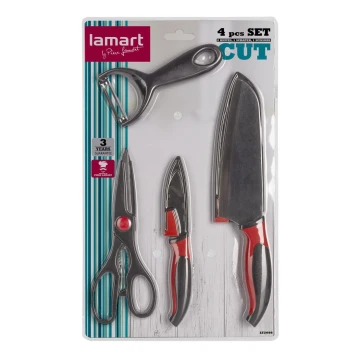 Lamart - Set da cucina 4 pezzi - 2x coltello, pelapatate e forbici