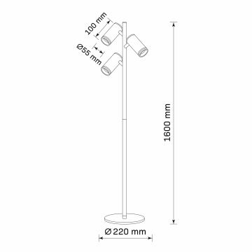 Lampada con piedistallo PARIGI 3xGU10/12W/230V nero