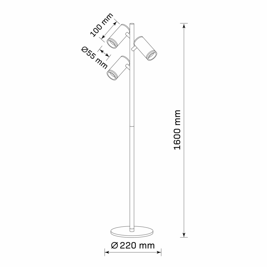 Lampada con piedistallo PARIGI 3xGU10/12W/230V nero