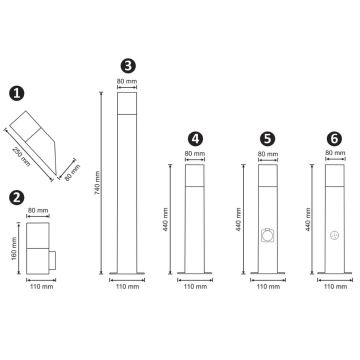 Lampada da esterno con presa NEW YORK 1xE27/12W/230V IP44 44 cm antracite