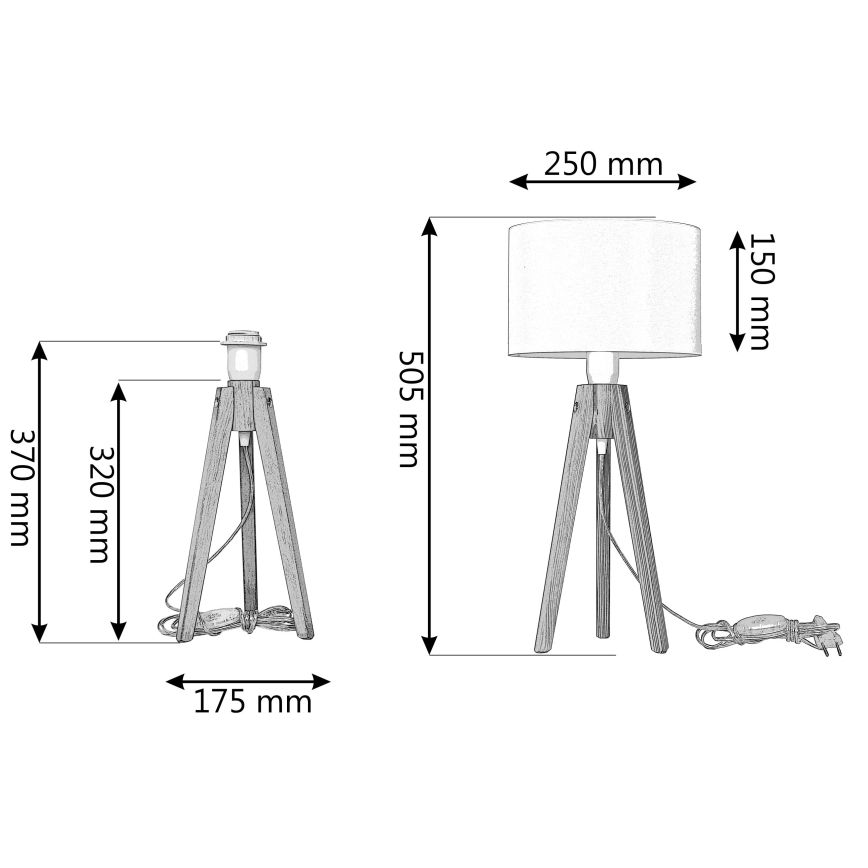 Lampada da tavolo ALBA 1xE27/60W/230V bianco/quercia