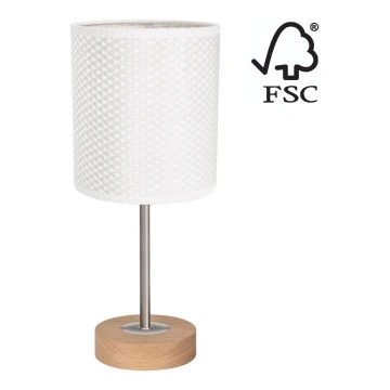 Lampada da tavolo BENITA 1xE27/60W/230V 30 cm bianco/quercia – FSC certificato