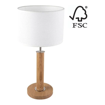 Lampada da tavolo BENITA 1xE27/60W/230V 48 cm bianco/quercia – FSC certificato