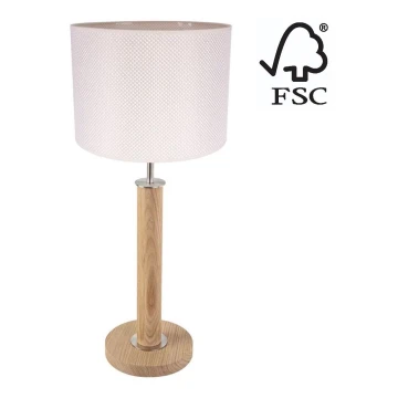 Lampada da tavolo BENITA 1xE27/60W/230V 61 cm color crema/quercia – FSC certificato