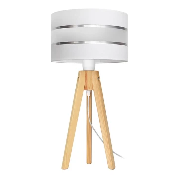 Lampada da tavolo HELEN 1xE27/60W/230V bianco/cromo/pino