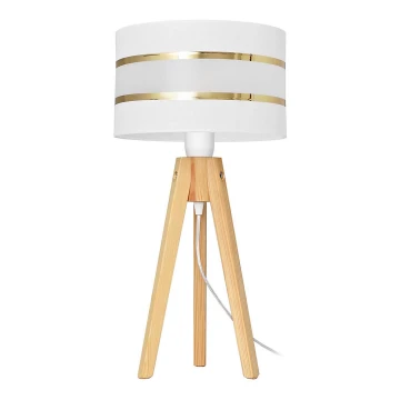 Lampada da tavolo HELEN 1xE27/60W/230V bianco/oro/pino