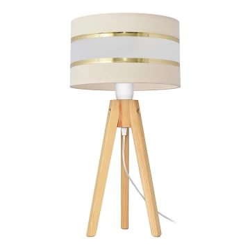 Lampada da tavolo HELEN 1xE27/60W/230V color crema/oro/pino