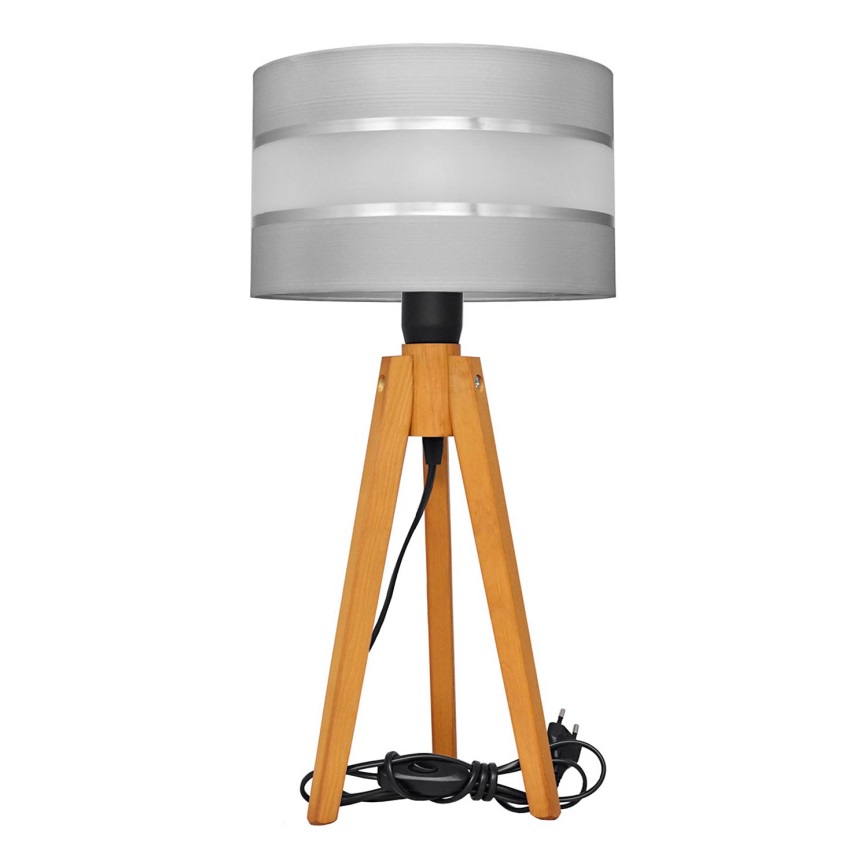 Lampada da tavolo HELEN 1xE27/60W/230V grigio/cromo/quercia