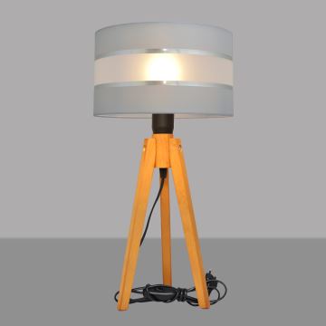 Lampada da tavolo HELEN 1xE27/60W/230V grigio/cromo/quercia