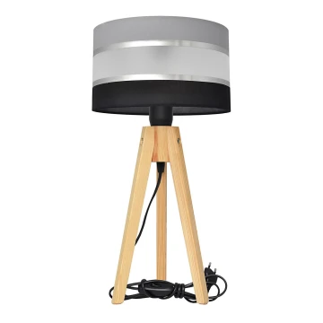 Lampada da tavolo HELEN 1xE27/60W/230V grigio/nero/cromo/pino