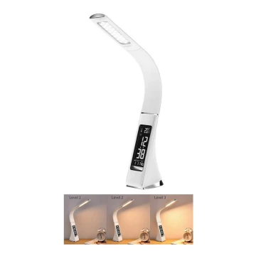 Lampada da tavolo LED dimmerabile con display LEATHER LED/6,5W/5V bianca