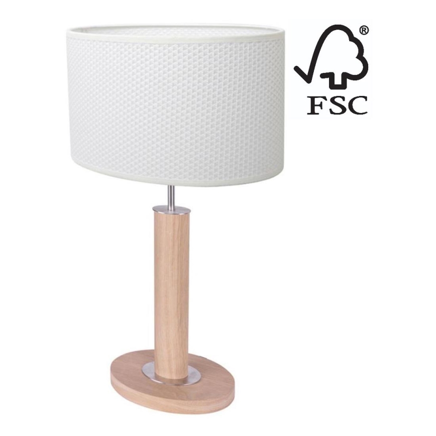 Lampada da tavolo MERCEDES 1xE27/40W/230V 46 cm bianco/quercia – FSC certificato