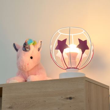 Lampada da tavolo per bambini STARS 1xE27/15W/230V rosa/bianco