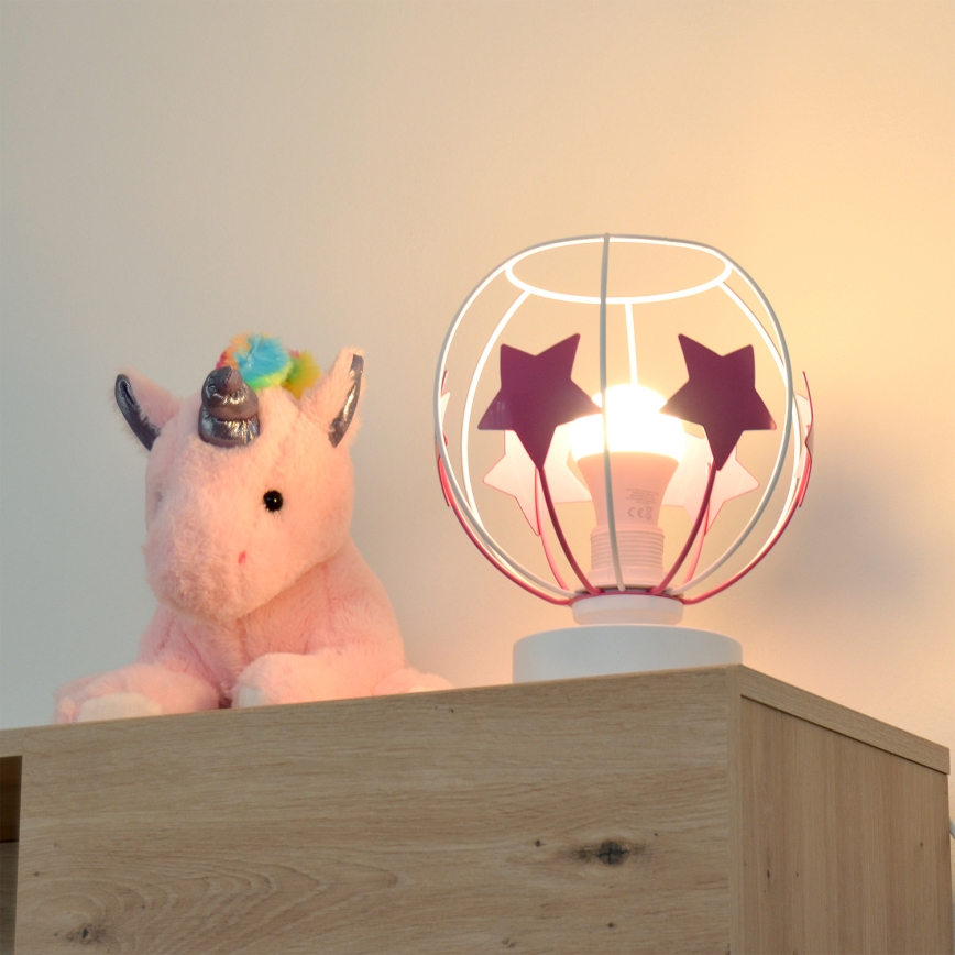 Lampada da tavolo per bambini STARS 1xE27/15W/230V rosa/bianco