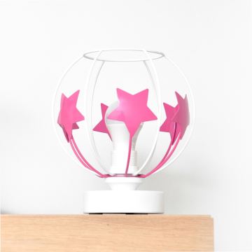 Lampada da tavolo per bambini STARS 1xE27/15W/230V rosa/bianco