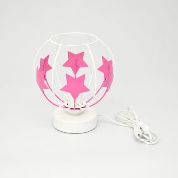 Lampada da tavolo per bambini STARS 1xE27/15W/230V rosa/bianco