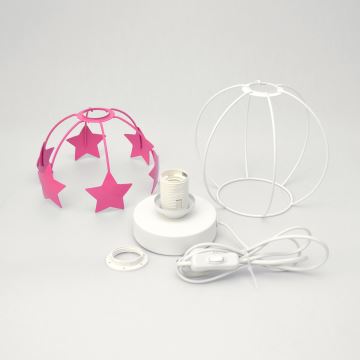 Lampada da tavolo per bambini STARS 1xE27/15W/230V rosa/bianco