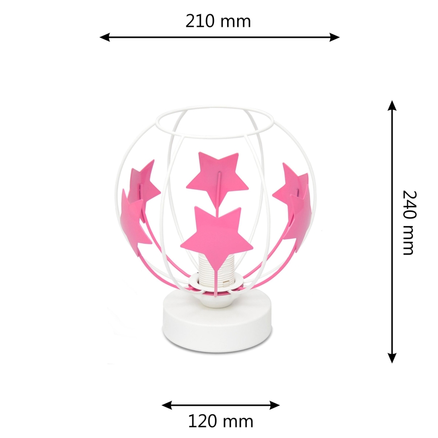 Lampada da tavolo per bambini STARS 1xE27/15W/230V rosa/bianco