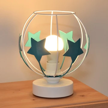 Lampada da tavolo per bambini STARS 1xE27/15W/230V turchese/bianco