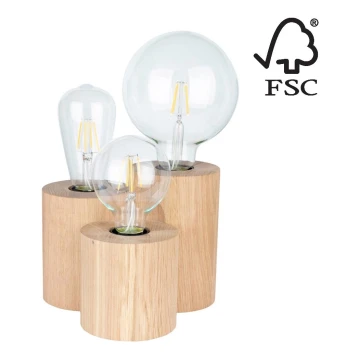 Lampada da tavolo VINCENT 3xE27/15W/230V quercia - certificato FSC