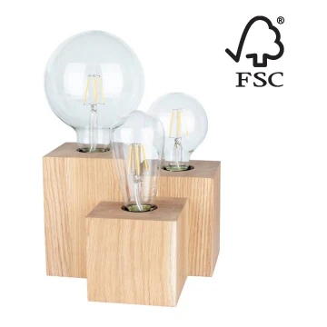 Lampada da tavolo VINCENT 3xE27/15W/230V quercia - certificato FSC