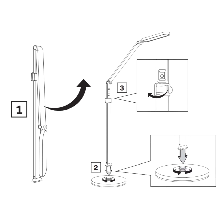 Lampada da terra touch LED dimmerabile FERRARA LED/13W/230V 3000/4000/6000K nero